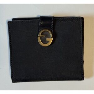Gucci Wallet Canvas / Leather Tri-Fold Black Coin  Bill and Card Holder